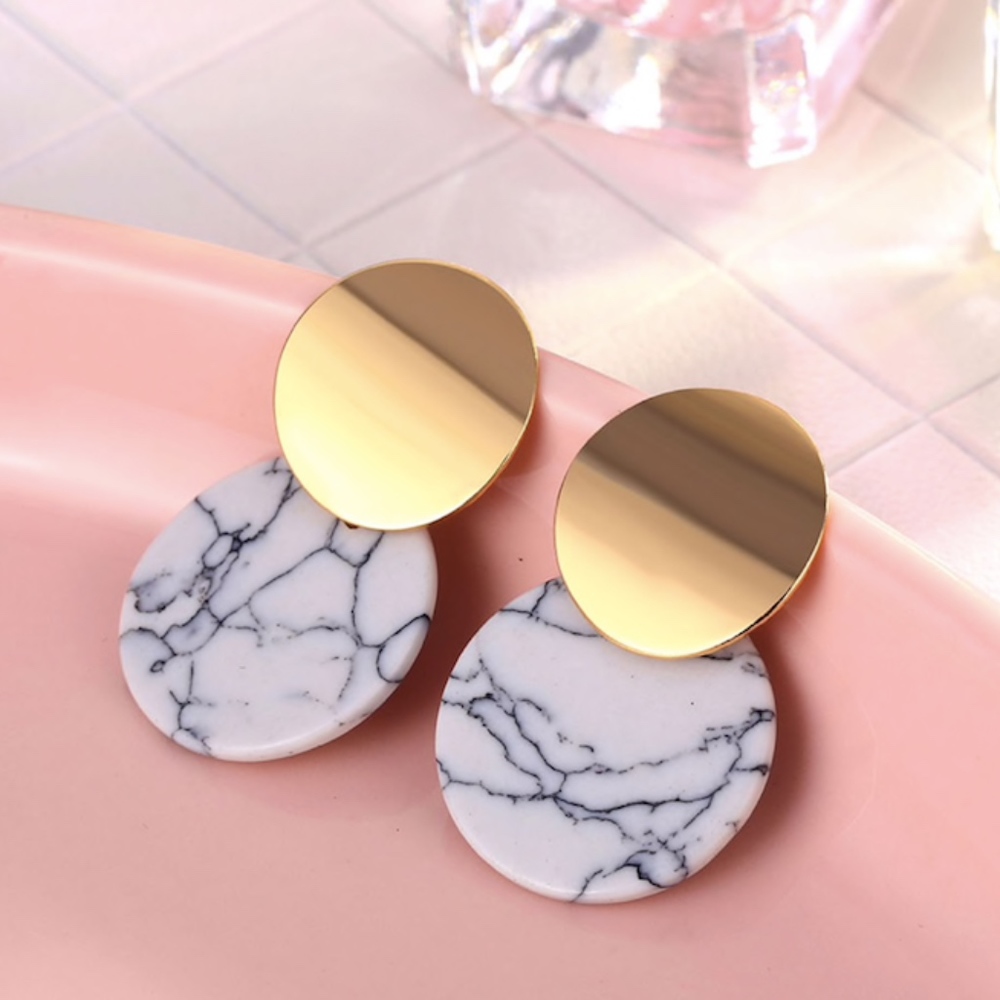 Bijoux Vault Bohemian Geometric Marble Earrings